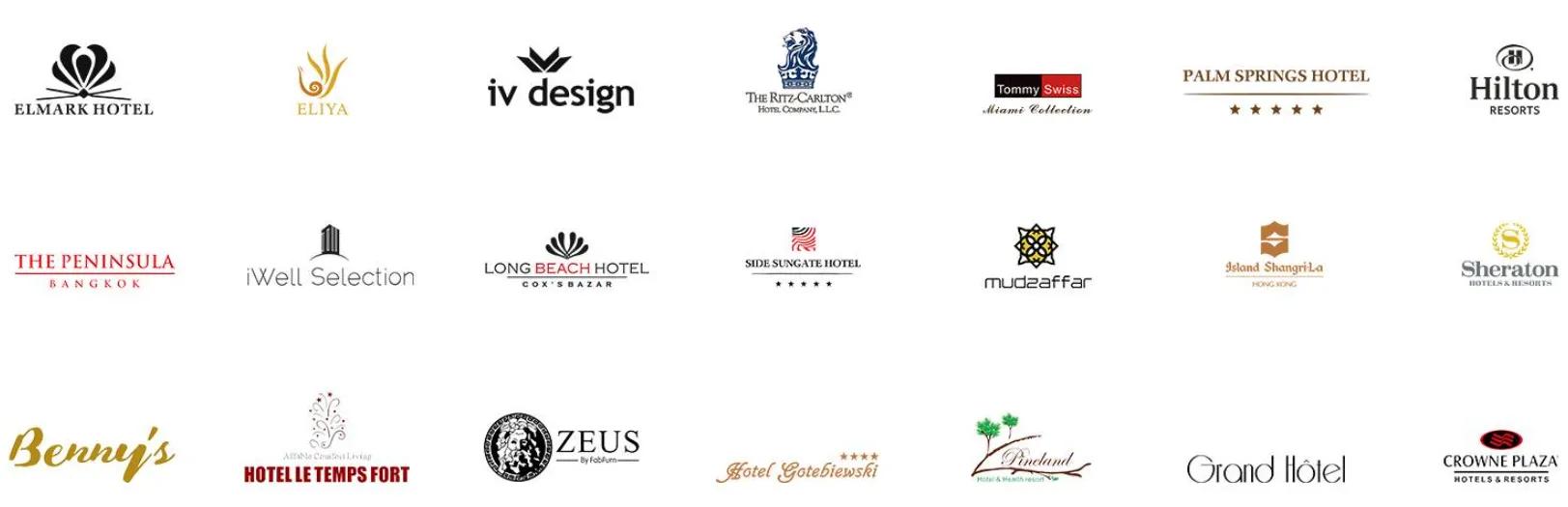 Logo wall of Bed Rumours strategic partners